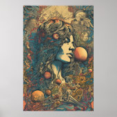Hippie Woman AI Art 70 | Psychedelic Retro Poster (Voorkant)