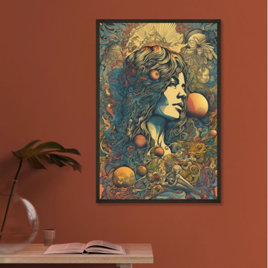 Hippie Woman AI Art 70 | Psychedelic Retro Poster