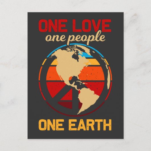Hippie World Love People Earth Peace Briefkaart (Voorkant)