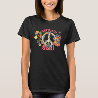 Hippie Ziel Gitaar Vredesteken Bloem Grappige Hipp T-shirt