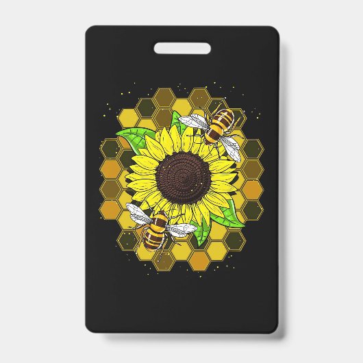 Hippie Zonnebloem Bijen Badge (Voorzijde)