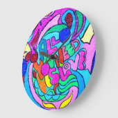 hippieachtige groovy kleurige liefdesklok grote klok (Hoek)