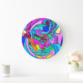 hippieachtige groovy kleurige liefdesklok grote klok (Huis)