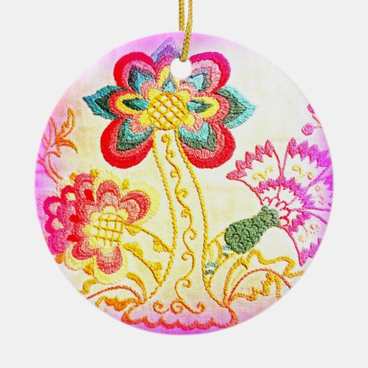 hippieachtige roze palmboom/geel ornament (Voorkant)