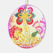 hippieachtige roze palmboom/geel ornament (Links)
