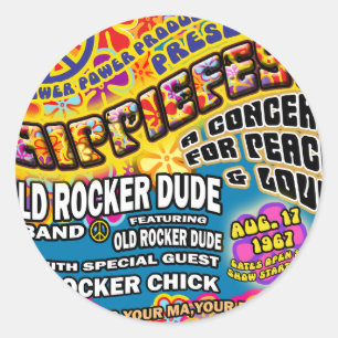 Hippiefest Concert Poster Ronde Sticker