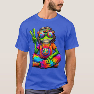 Hippieie Verven Kikker 60s 70s Hippie Vredesteken  T-shirt