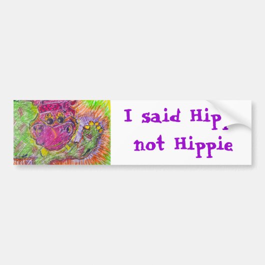 Hippiepotamos Hippie Hippo Bumpersticker (Voorkant)