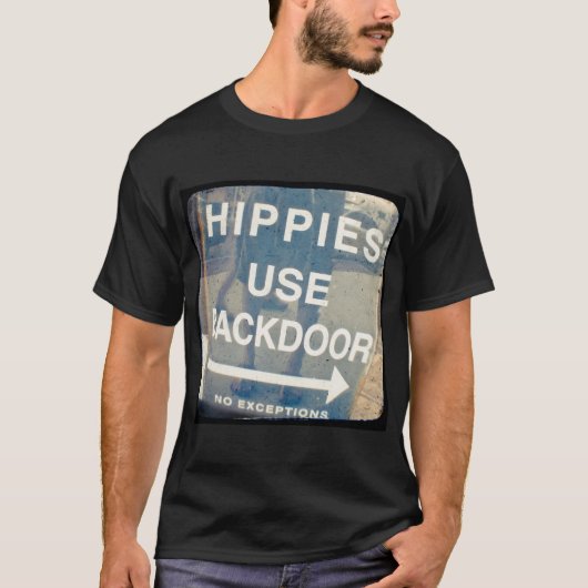Hippies Gebruik Mannen met achterdeur T-shirt (Voorkant)