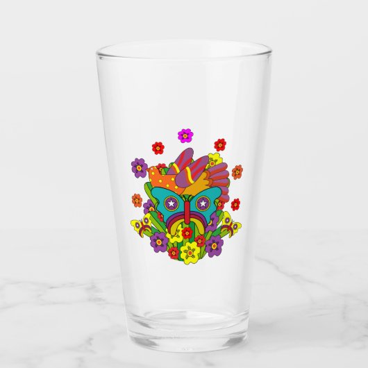 Hippies - Hippy Flower Power - Cute Hippies - 1970 Glas (Voorkant)