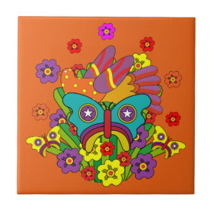 Hippies - Hippy Flower Power - Cute Hippies - 1970 Tegeltje