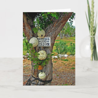 Hippies maken gebruik van side door wenskaart kaart