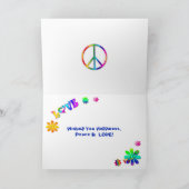Hippie's 'Peace and Love Greeting' - Wilde kleuren Kaart (Binnen)