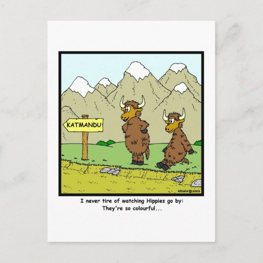 Hippies: Yak cartoon Briefkaart (Voorkant)