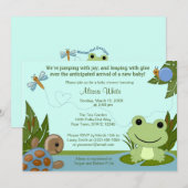 Hippity Frog Baby shower Invitation schildpad Kaart (Voorkant / Achterkant)