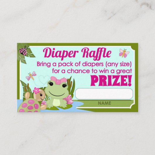Hippity Frog GIRL Luier Raffle Tickets Informatiekaartje (Voorkant)