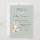 Hippity Hop Bunny Waterverf Modern Baby shower Kaart (Voorkant)