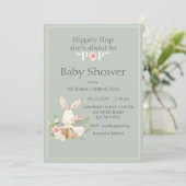 Hippity Hop Bunny Waterverf Modern Baby shower Kaart (Staand voorkant)