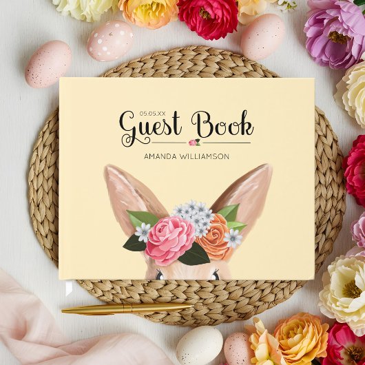 Hippity Hop Easter Floral Bunny Rabbit Baby shower Gastenboek