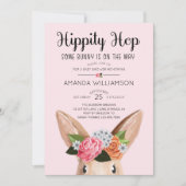 Hippity Hop Easter Floral Bunny Rabbit Baby shower Kaart (Voorkant)