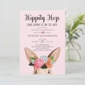 Hippity Hop Easter Floral Bunny Rabbit Baby shower Kaart (Staand voorkant)