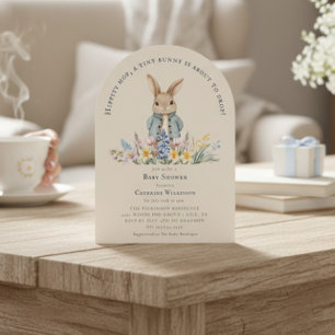 Hippity Hop Watercolor Konijn Bloemige Baby Shower Kaart