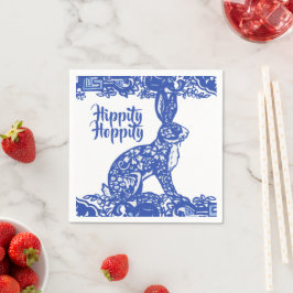Hippity Hoppity Bunny Rabbit Blue Willow Easter Servet