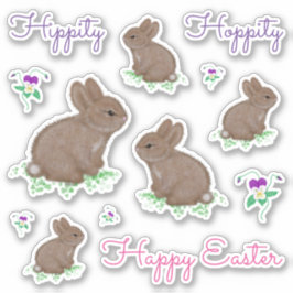 Hippity Hoppity Happy Paashes en Flowers Sticker
