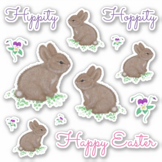 Hippity Hoppity Happy Paashes en Flowers Sticker (Voorkant)