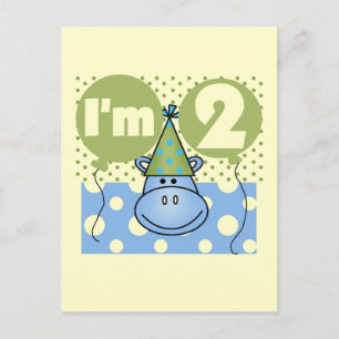 Hippo 2e verjaardag Tshirts en geschenken Briefkaart