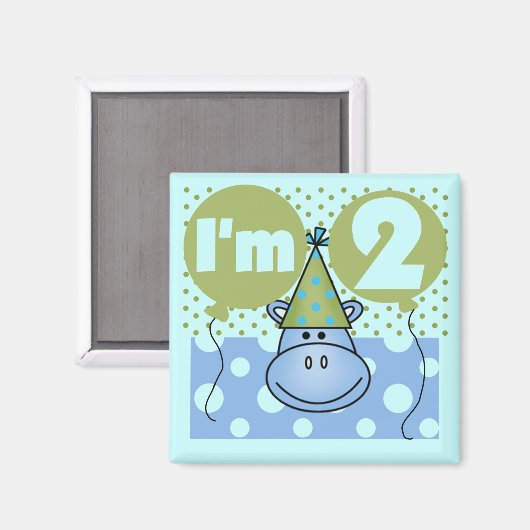 Hippo 2e verjaardag Tshirts en geschenken Magneet (Voorkant / Achterkant)