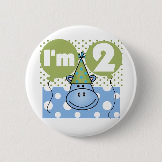 Hippo 2e verjaardag Tshirts en geschenken Ronde Button 5,7 Cm (Voorkant)