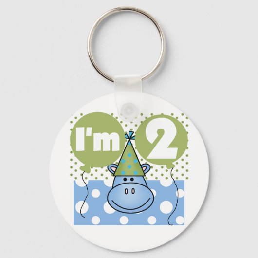 Hippo 2e verjaardag Tshirts en geschenken Sleutelhanger (Voorkant)