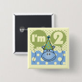 Hippo 2e verjaardag Tshirts en geschenken Vierkante Button 5,1 Cm (Voorkant /achterkant)