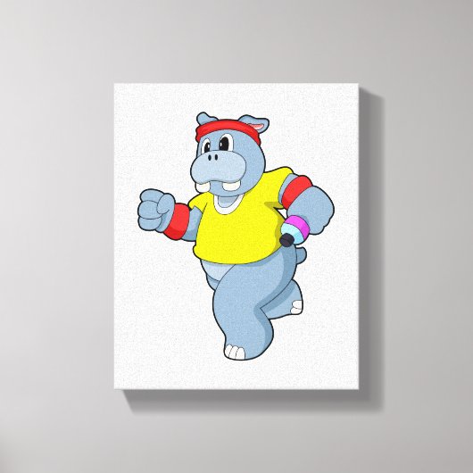 Hippo aan het lopen canvas afdruk (Voorkant)