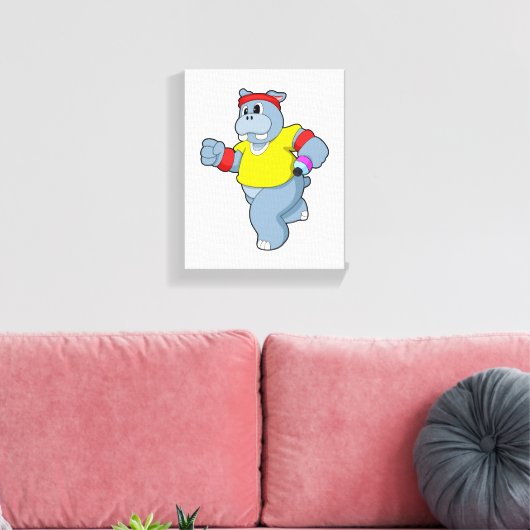 Hippo aan het lopen canvas afdruk (Insitu (Woonkamer))