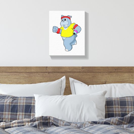 Hippo aan het lopen canvas afdruk (Insitu (Slaapkamer))