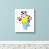 Hippo aan het lopen canvas afdruk (Insitu (Houten vloer))