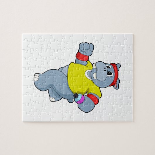 Hippo aan het lopen legpuzzel (Horizontaal)