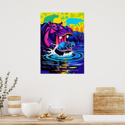 Hippo Abstracte kunst Poster (Keuken)