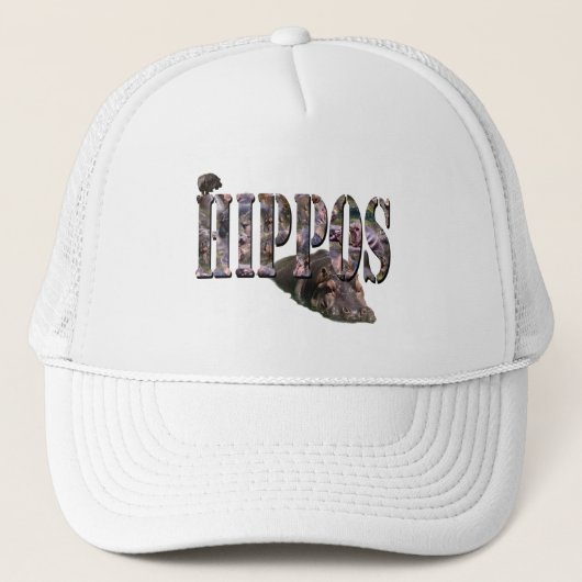 Hippo Afbeelding Logo met Hippos, Trucker Pet (Voorkant)