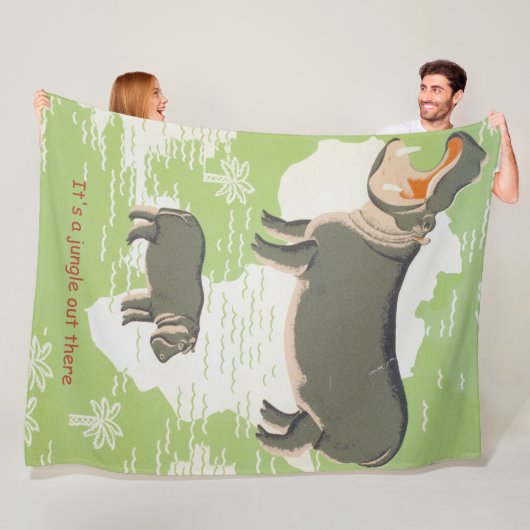 Hippo Africa Het is een Oerwoud daarbuiten Fleece Deken (In situ)