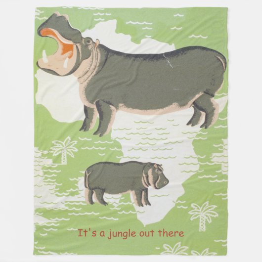 Hippo Africa Het is een Oerwoud daarbuiten Fleece Deken (Voorkant)