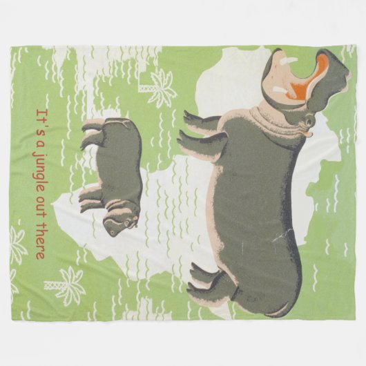 Hippo Africa Het is een Oerwoud daarbuiten Fleece Deken (Voorkant (Horizontaal))