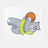 Hippo als Basketballspeler met Basketball.PNG Fleece Deken (Voorkant (Horizontaal))