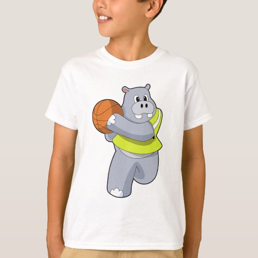 Hippo als Basketballspeler met Basketball.PNG T-shirt (Voorkant)