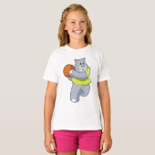 Hippo als Basketballspeler met Basketball.PNG T-shirt (Voorkant volledig)