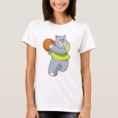 Hippo als Basketballspeler met Basketball.PNG T-shirt (Voorkant)