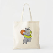 Hippo als Basketballspeler met Basketball.PNG Tote Bag (Voorkant)