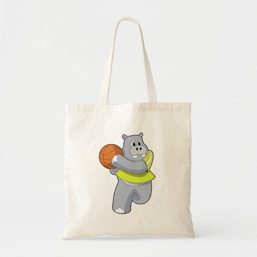 Hippo als Basketballspeler met Basketball.PNG Tote Bag (Voorkant)